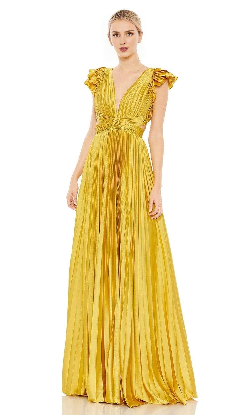 Formal Women's Dresses Low V-neck Flutter Sleeve A-line Lace Up Back/ Prom Dress In Store